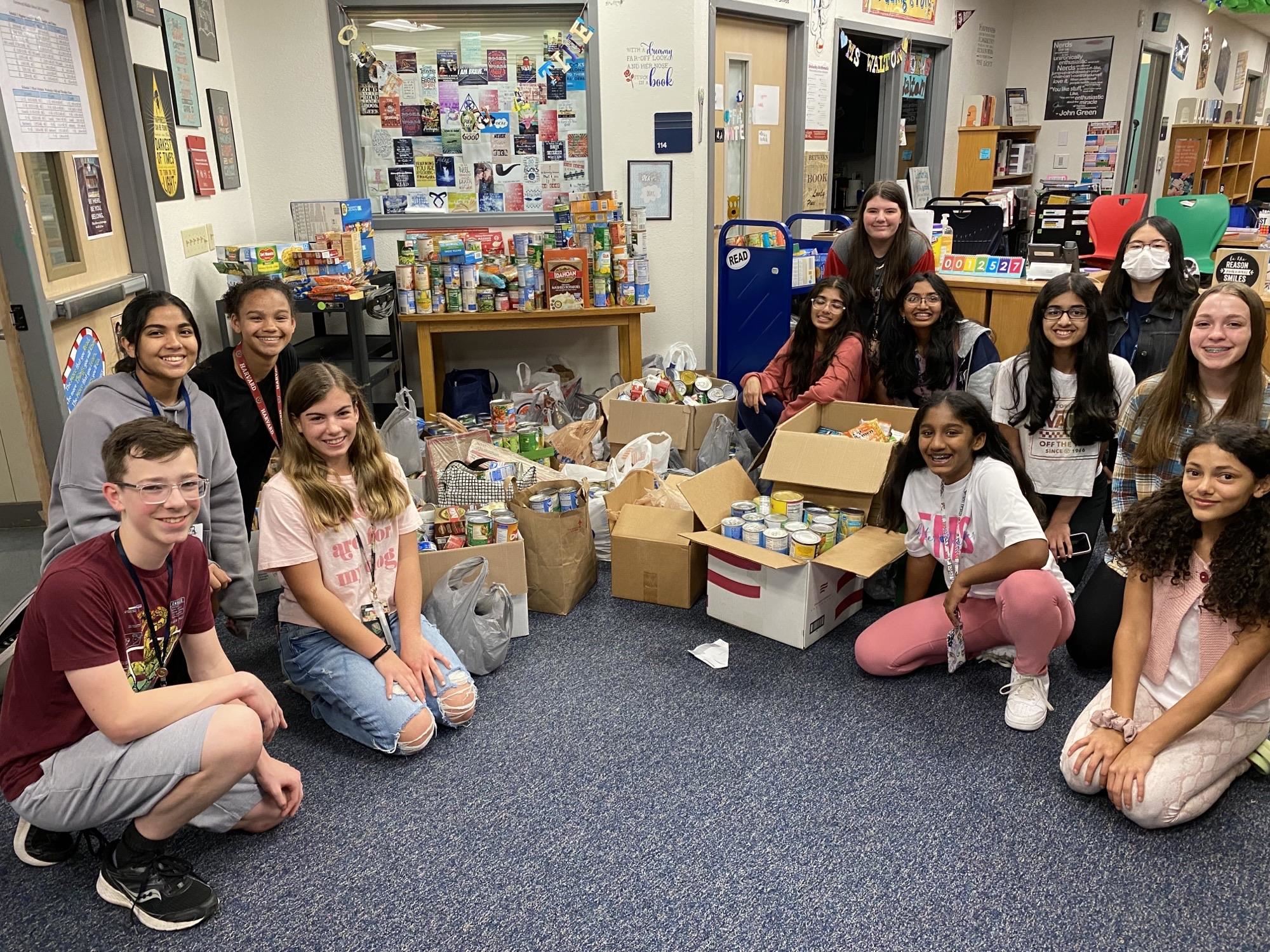 Forestwood Middle School students collect food for LISD's Stuff the Pantry Drive. 2022